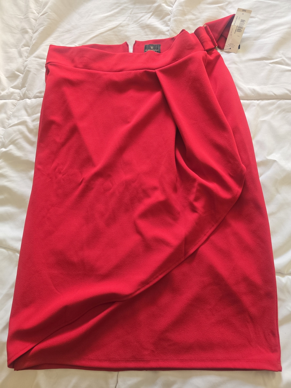Women’s Red Wrap-Front Pencil Skirt
